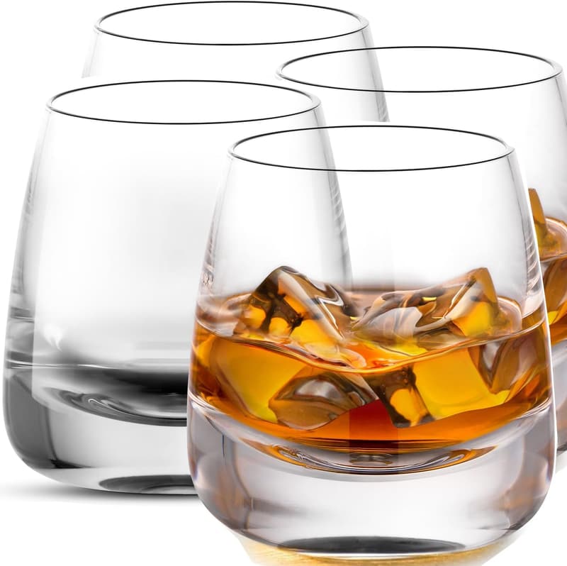Premium Hand Blown Crystal Whiskey Glasses - Set of 4