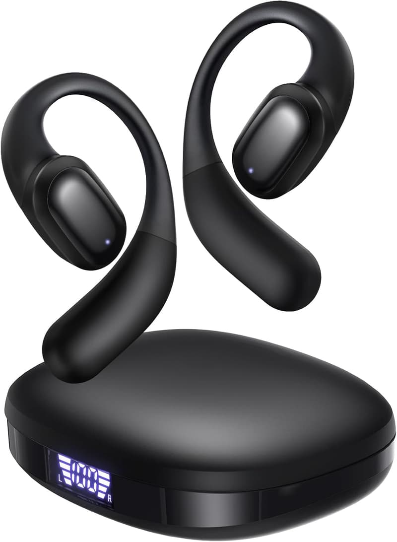 Wireless Open Ear Headphones with Mic, 40H Playtime, IPX6
