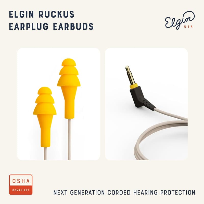 OSHA Compliant Noise Reduction Earplug Earbuds in Orange