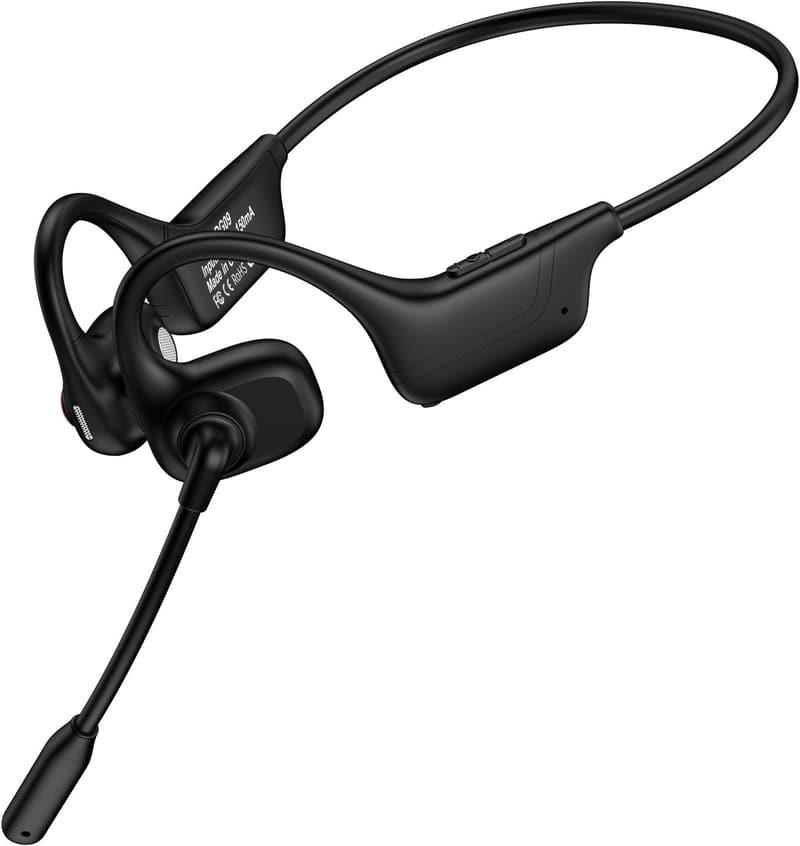 Bluetooth 5.3 Open Ear Headphones with Mic for Meetings