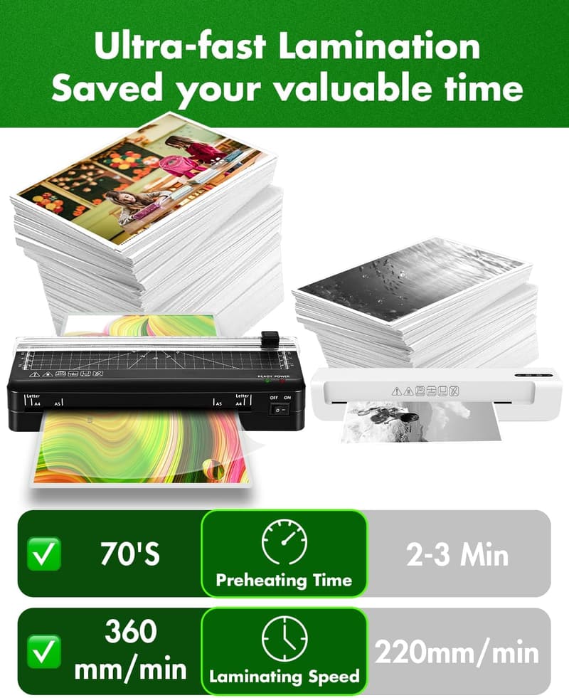 Portable A4 Laminator with Built-In Trimmer & 10 Pouches