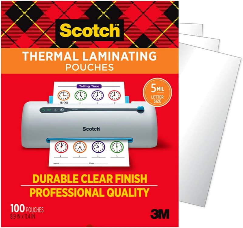 Scotch Thermal Laminating Pouches, 100 Count, 5 mil, Letter Size