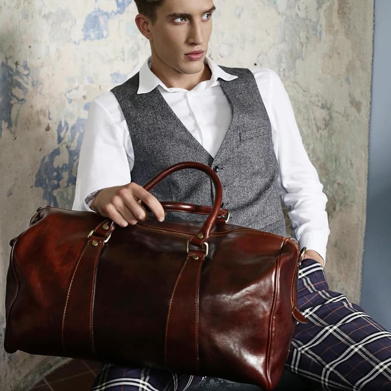 Large Leather Duffel Bag for Travel and Gym