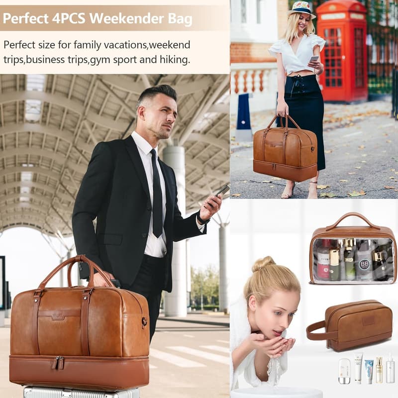 Large Travel Duffel Bag with Shoe Compartment for Women & Men