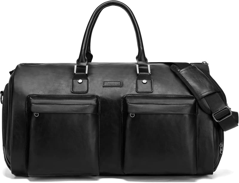 Travel Garment Bag for Men - Leather Suit Carrier with Straps