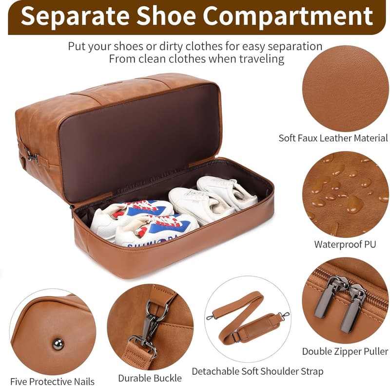 Large Weekender Bag Set for Women with Shoe Compartment
