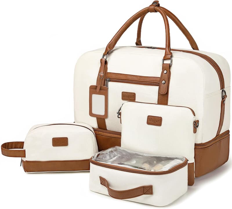 Large Women's Weekender Bag with Shoe Compartment & Toiletry Bag