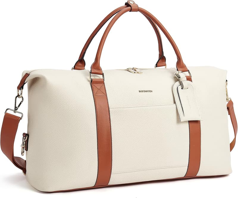 Women's Leather Duffel Bag with Trolley Sleeve for Travel