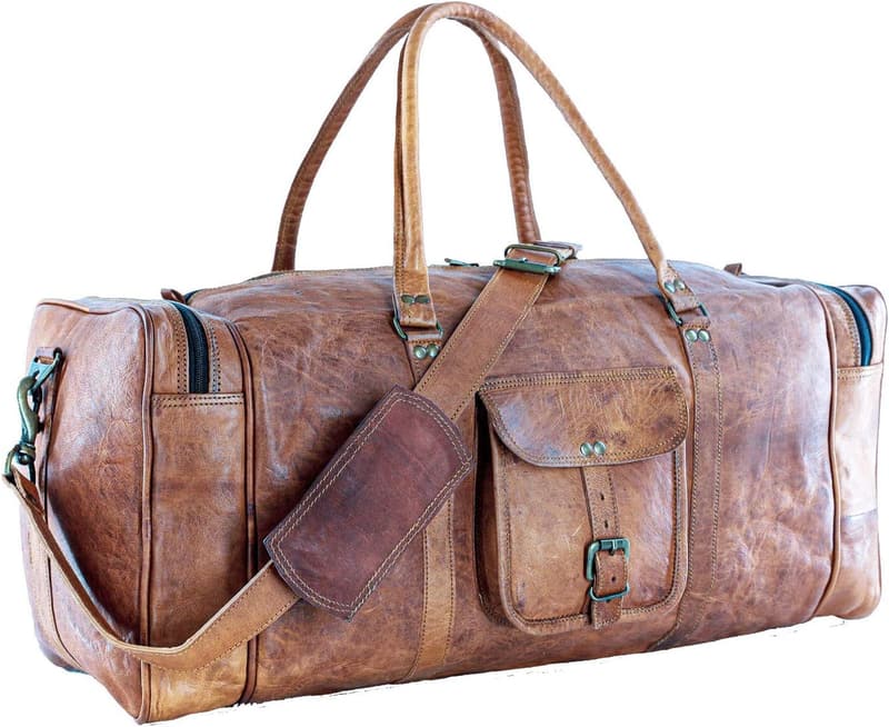 Leather 24-Inch Duffel Bag for Weekend Travel and Sports