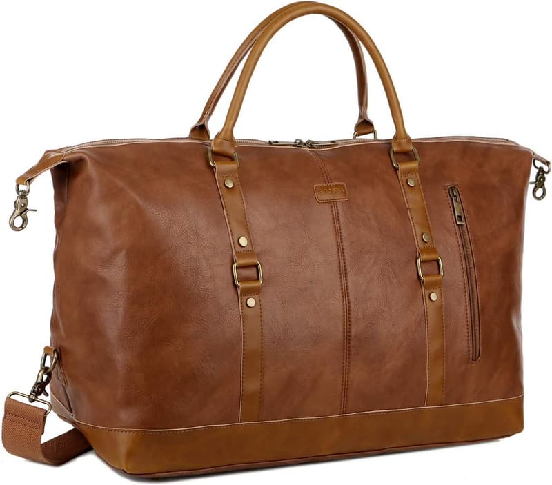 Oversized Vegan Leather Travel Duffel Bag for Men and Women