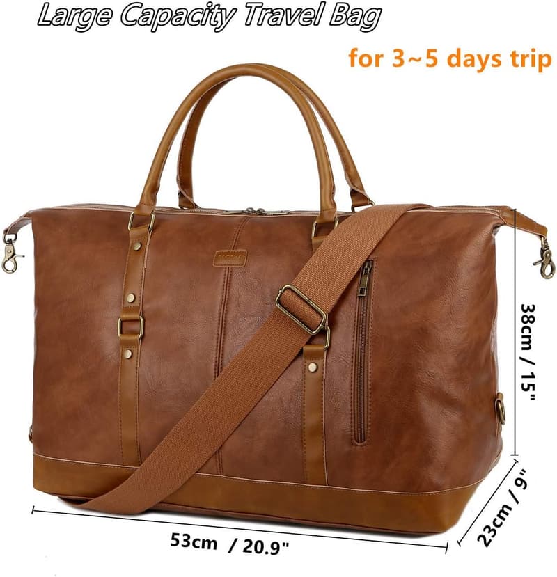 Oversized Vegan Leather Travel Duffel Bag for Men and Women