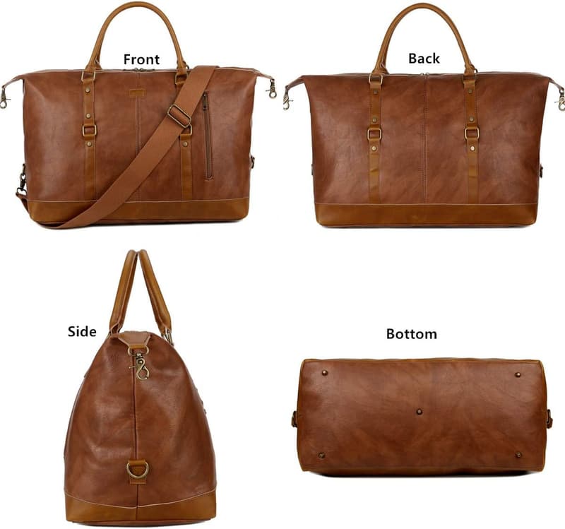 Oversized Vegan Leather Travel Duffel Bag for Men and Women