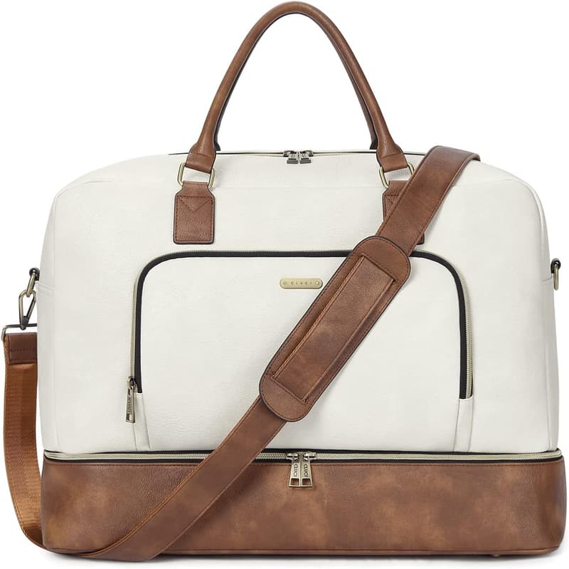 Oversized Leather Weekender Duffle Bag for Women