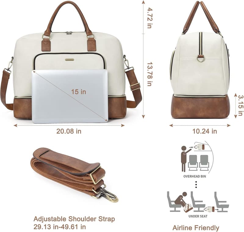 Oversized Leather Weekender Duffle Bag for Women