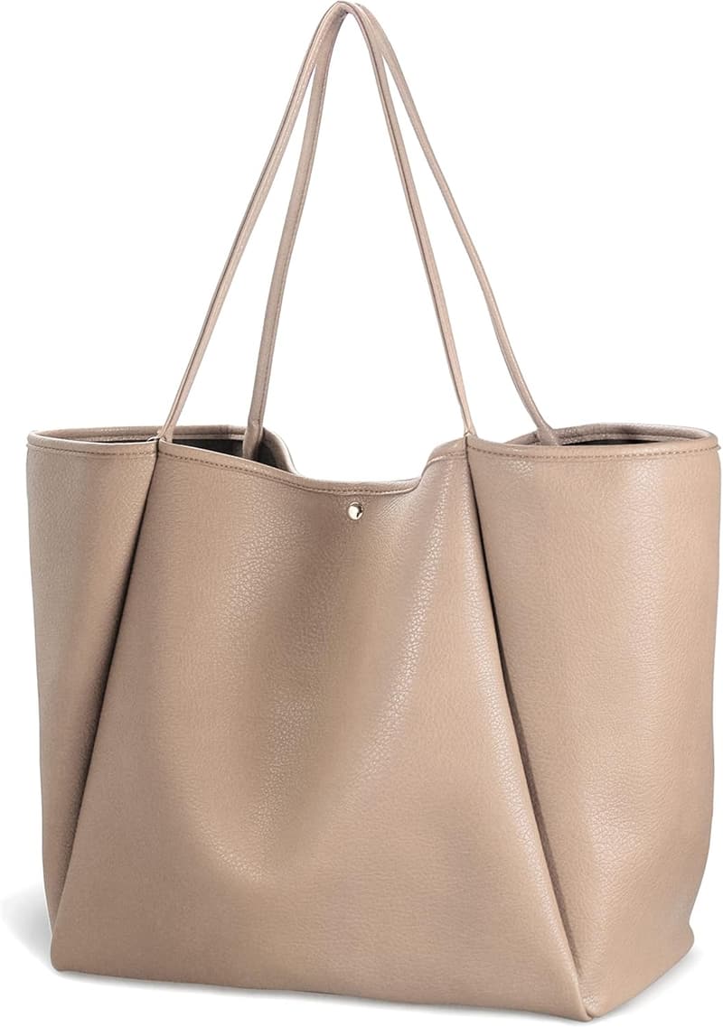 Oversized PU Leather Weekender Tote Bag for Women