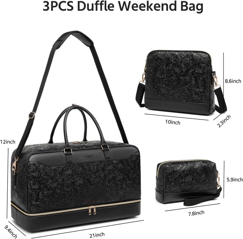 40L Women's Travel Duffle Bag with Toiletry & Shoe Compartment