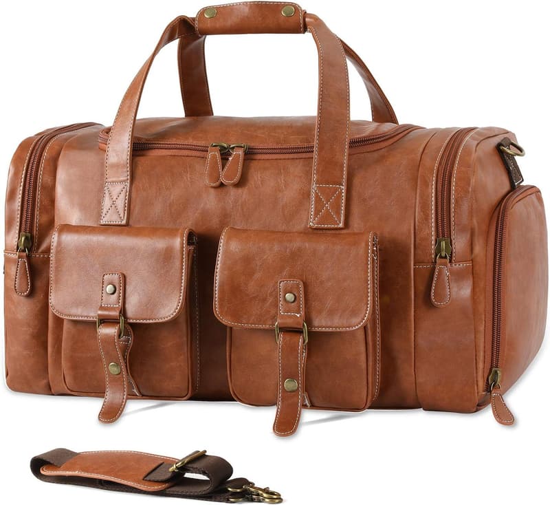 Waterproof Brown Duffel Bag with Shoe Pouch for Travel