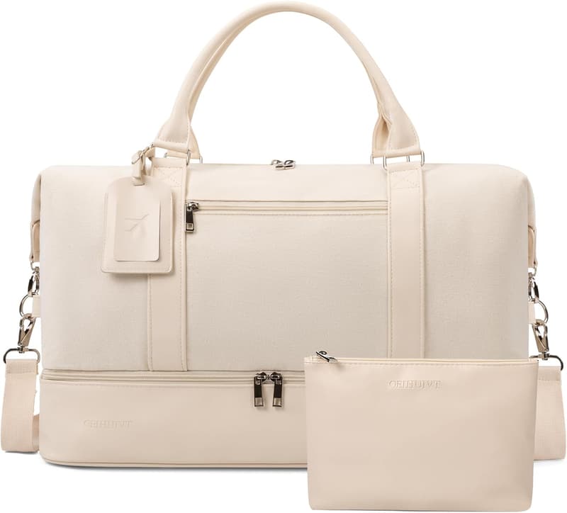 Women's 21-Inch Canvas Leather Travel Duffel Bag Set