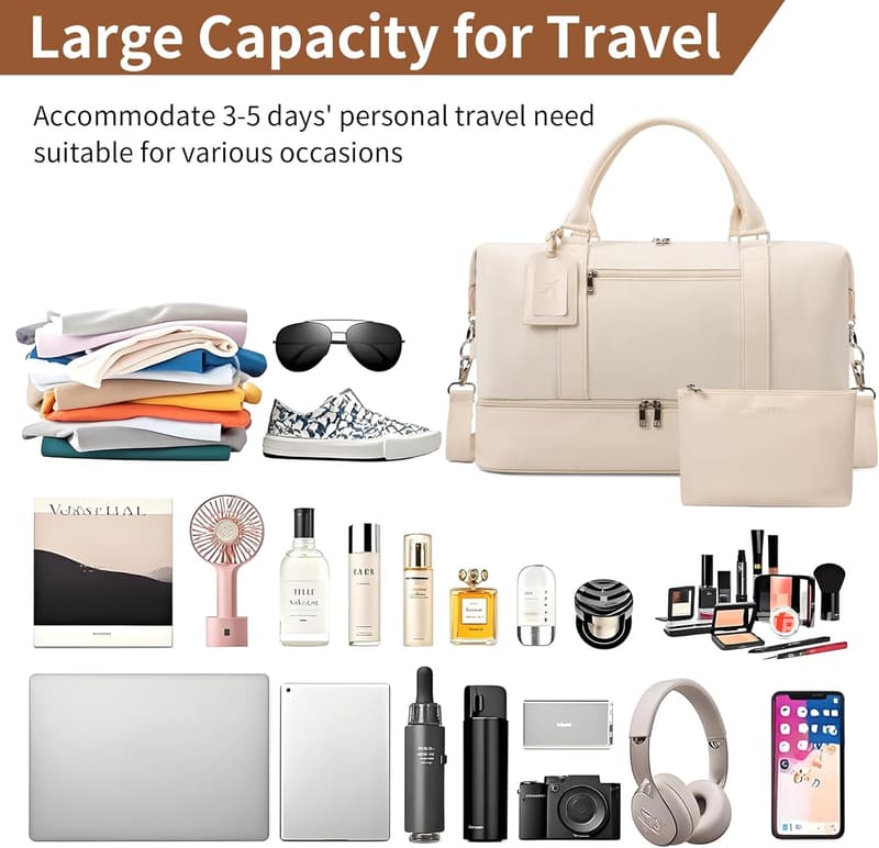 Women's 21-Inch Canvas Leather Travel Duffel Bag Set