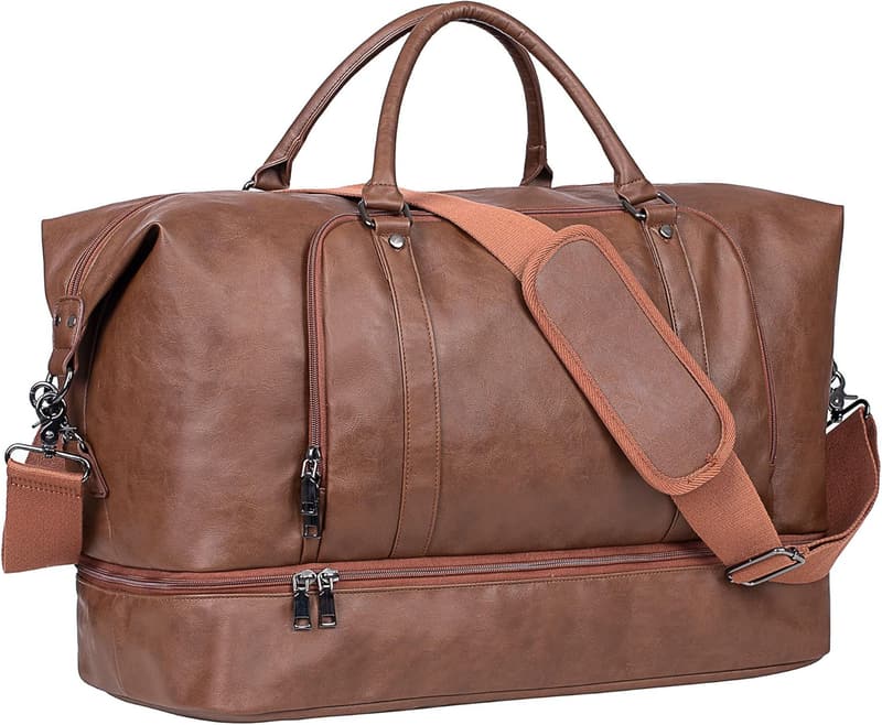 Women's Travel Duffel Bag with Shoe Pouch - Brown Weekender Tote