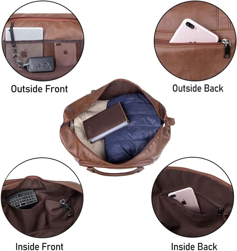 Women's Travel Duffel Bag with Shoe Pouch - Brown Weekender Tote