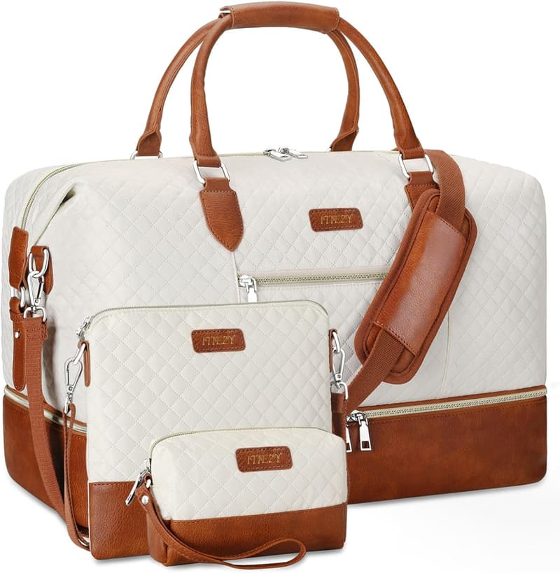 Women's Travel Duffel Bag with Shoe Compartment, Large Nylon