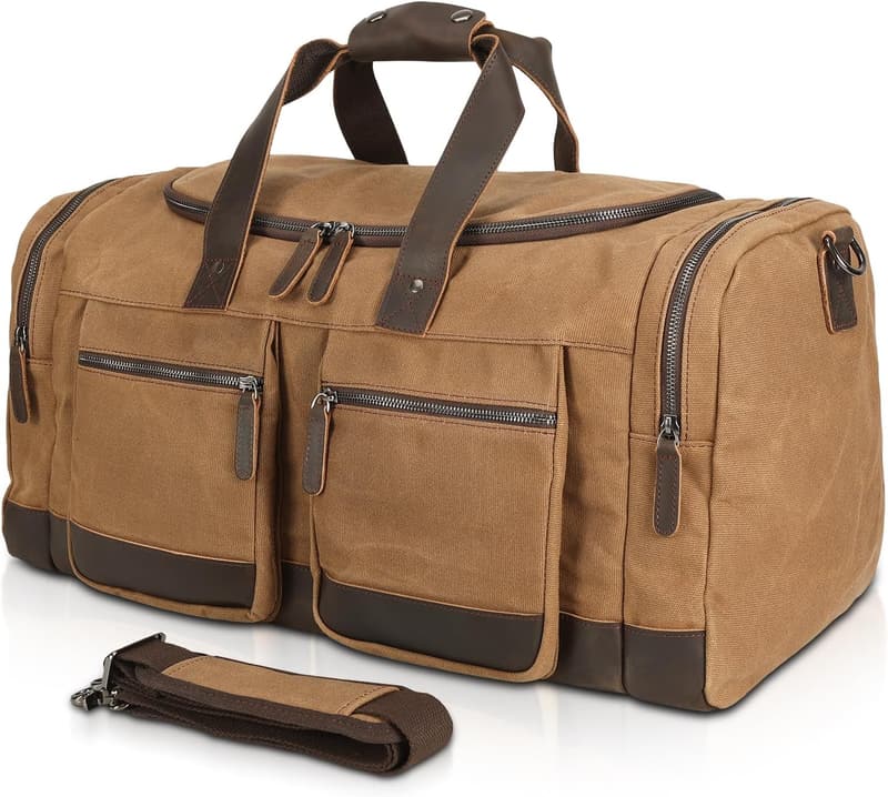 Waterproof Waxed Canvas Leather Travel Duffel Bag