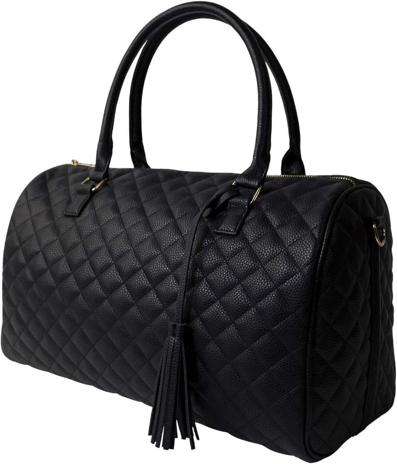 Black Quilted Women's Weekend Duffle Bag - TSA Approved