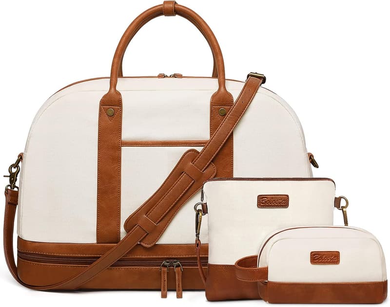 Women's Canvas Weekend Travel Bag with Shoe Compartment