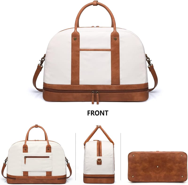 Women's Canvas Weekend Travel Bag with Shoe Compartment