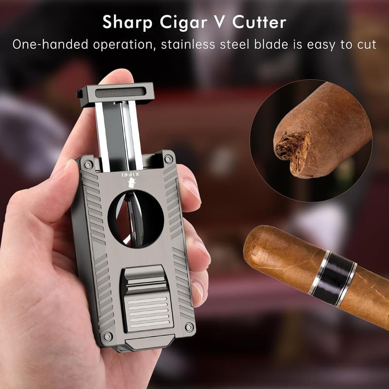 Cigar Lighter Set with Cutter and Accessories - Gift for Men