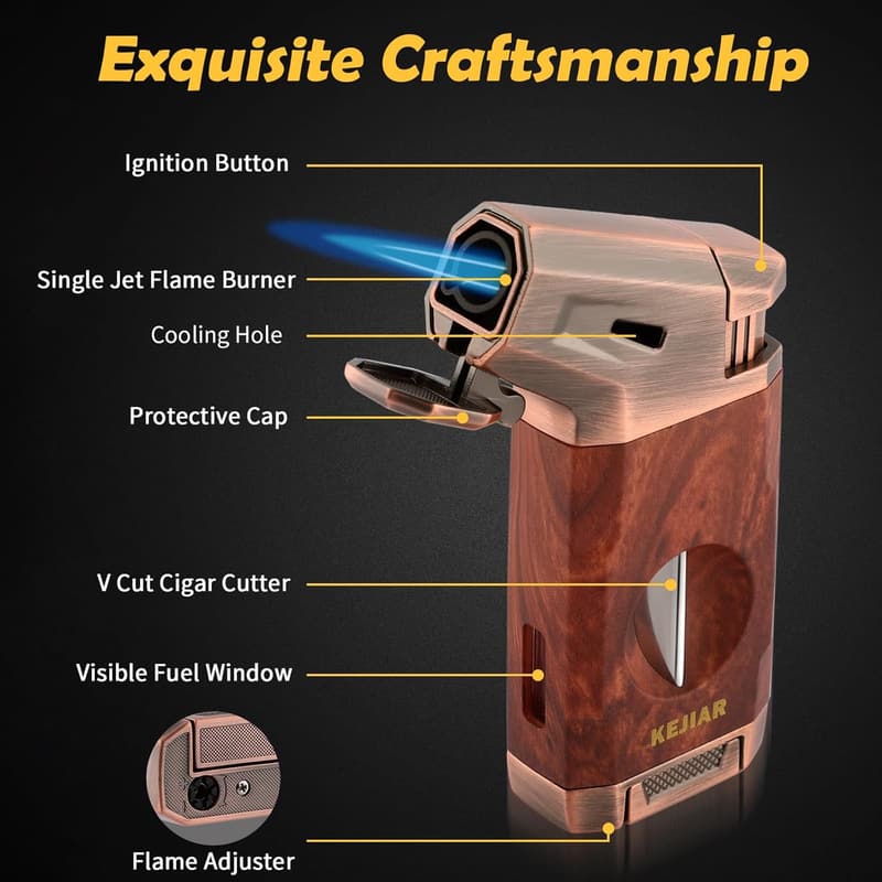 Jet Flame Cigar Lighter with V Cut Cutter & Gift Box