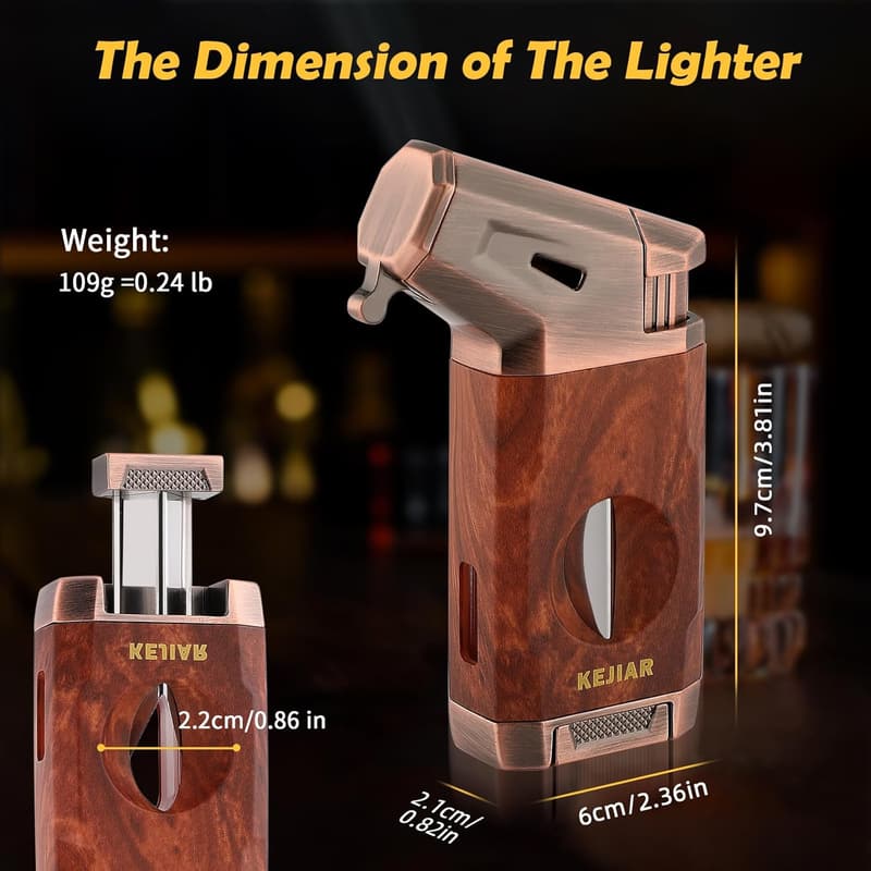 Jet Flame Cigar Lighter with V Cut Cutter & Gift Box