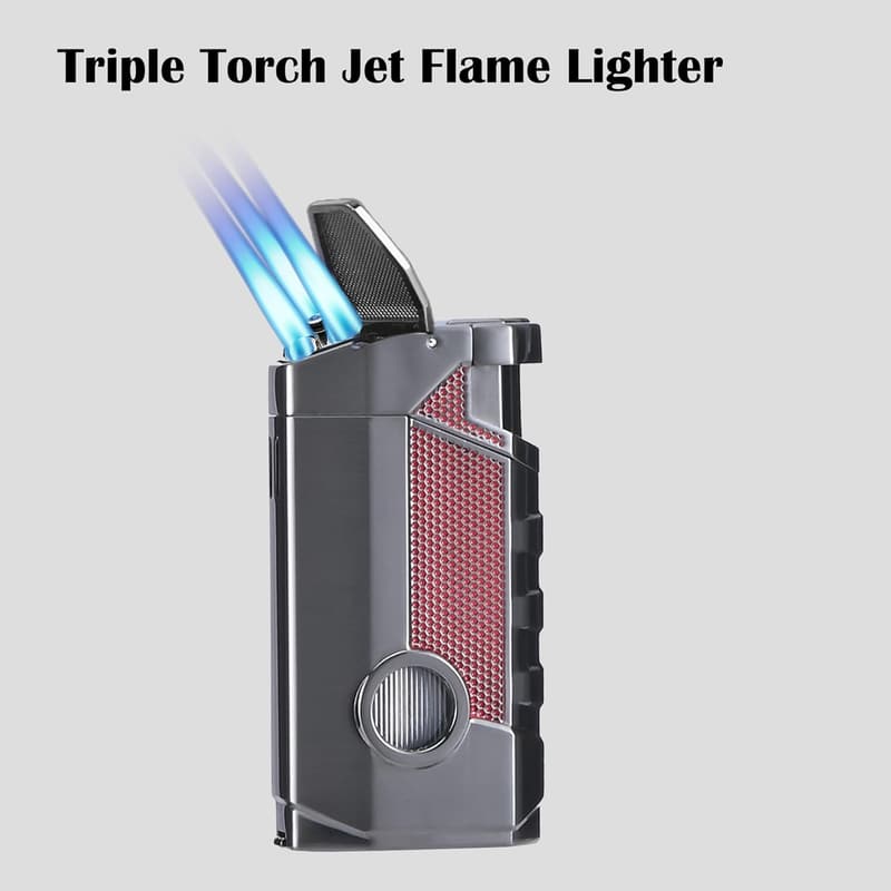 Adjustable Butane Torch Lighter with Triple Jet Flame - Premium Gift for Men
