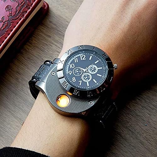 Windproof USB Lighter Watch for Men - Casual Wristwatch