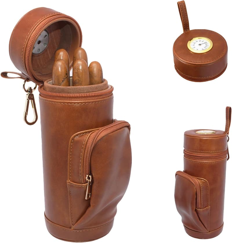 Portable Cedar Wood Travel Cigar Humidor Case with Pocket