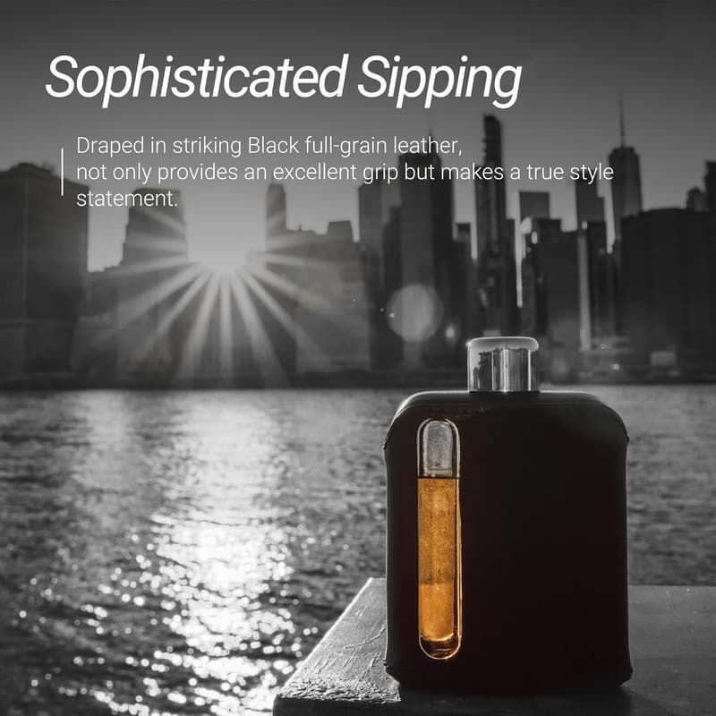 Durable Leather-Wrapped Glass Hip Flask for Whiskey - 100ml
