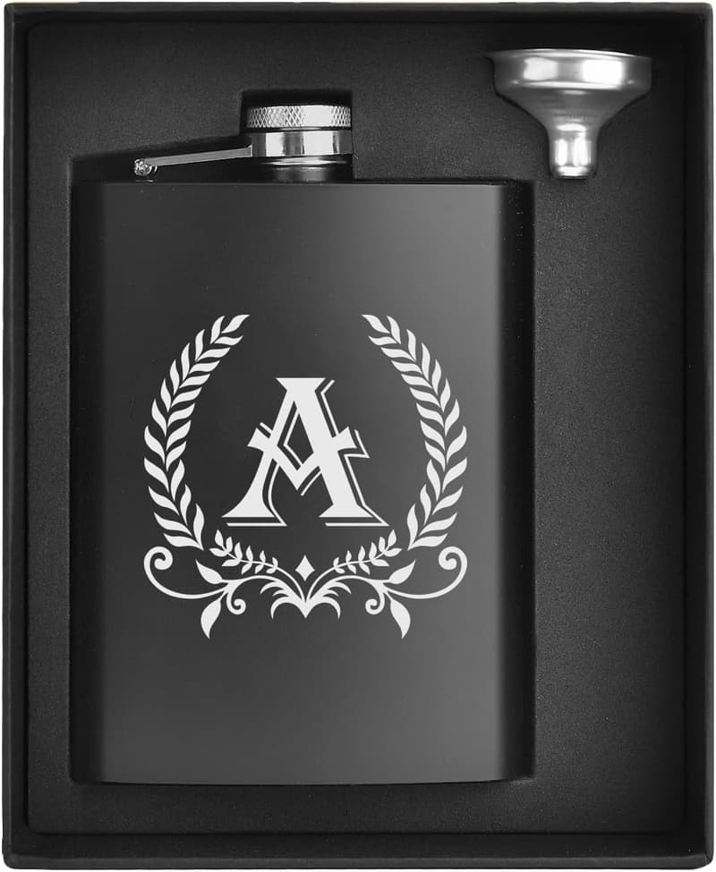 Personalized 8oz Monogrammed Hip Flask for Men