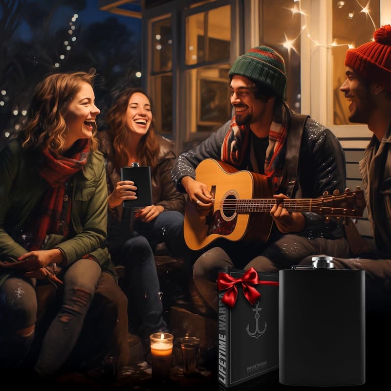 Matte Black Stainless Steel Hip Flask for Whiskey - 8 oz