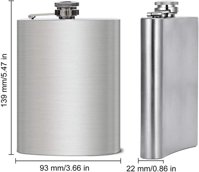 Stainless Steel 8 Oz Leak-Proof Hip Flask Set for Men & Women
