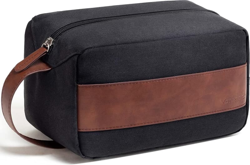 Men's Large Black Toiletry Bag - Water-Resistant Travel Dopp Kit