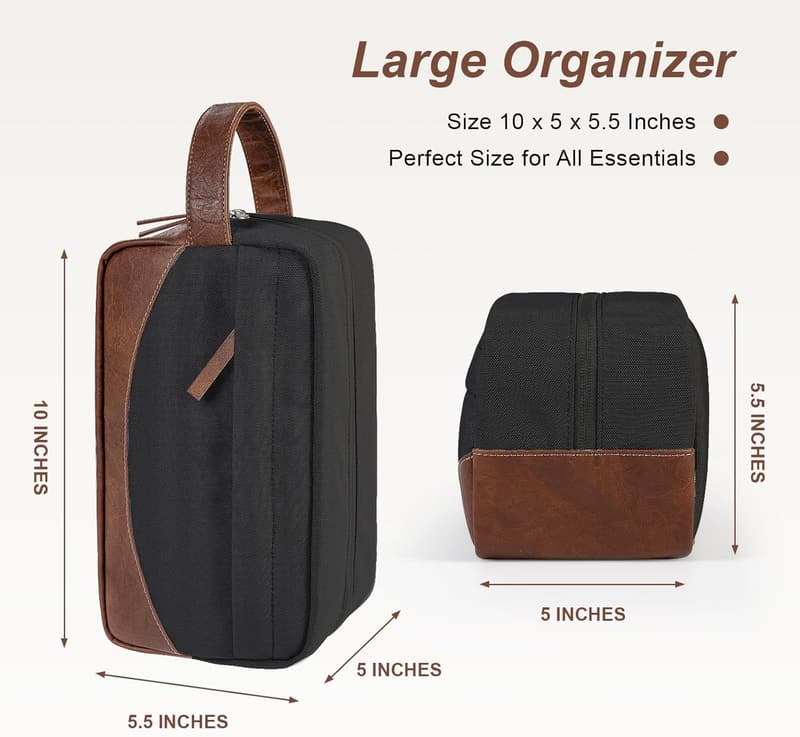 Men's Water-Resistant Hanging Toiletry Bag - Large Capacity