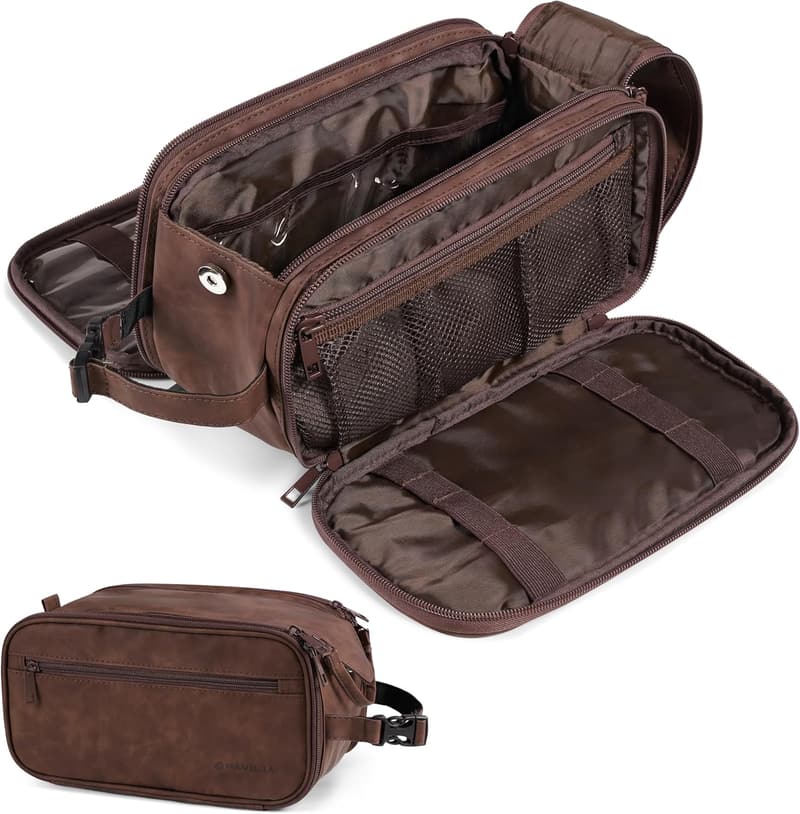 Water-Resistant PU Leather Toiletry Bag for Travel