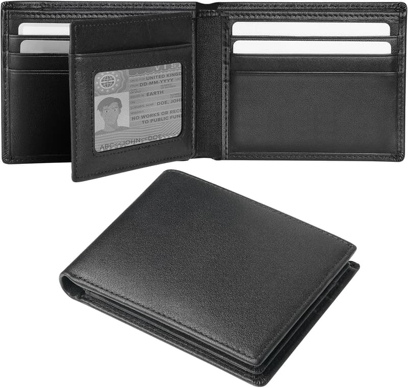 RFID Blocking Genuine Leather Bifold Wallet for Men