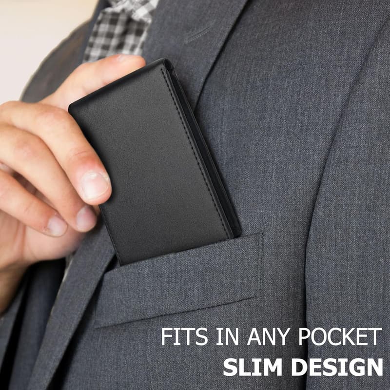 RFID Blocking Slim Leather Bifold Wallet for Men