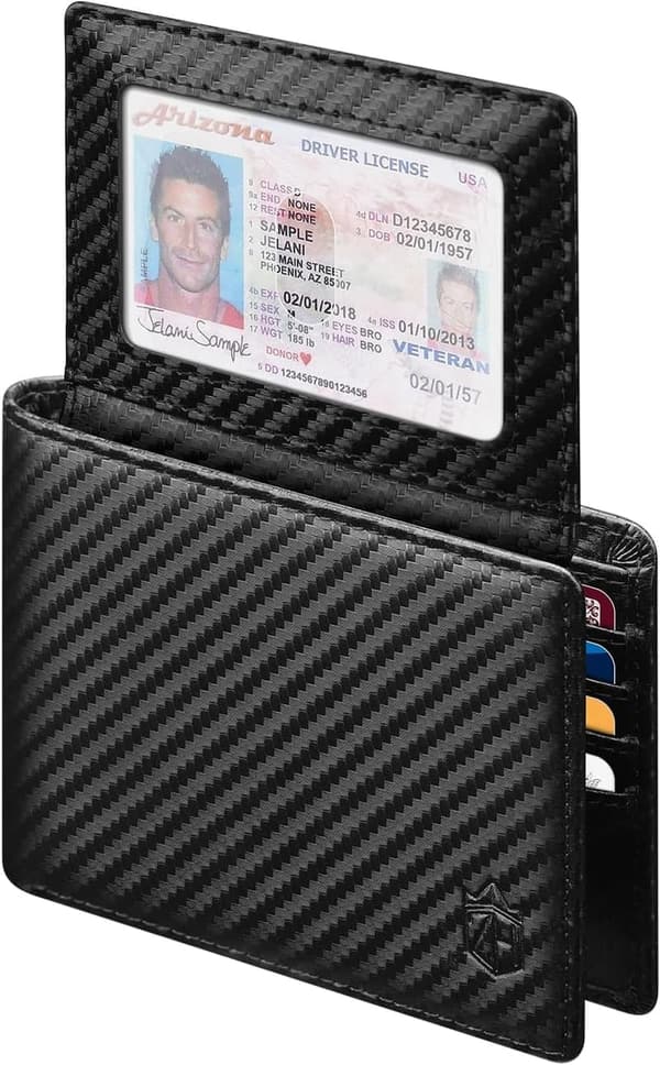 Men's Slim RFID Blocking Bifold Wallet with 12 Card Slots