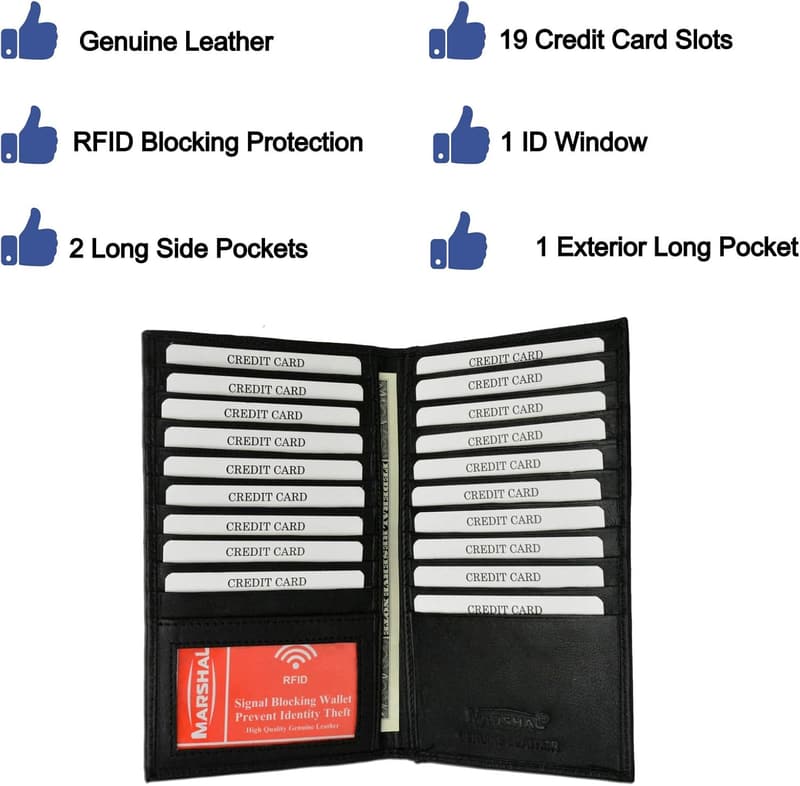 Genuine Leather RFID Blocking Bifold Wallet for Men & Women