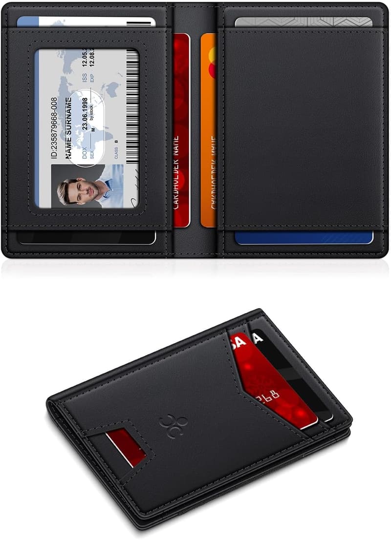 Slim RFID Blocking Leather Wallet for Men - Minimalist Design