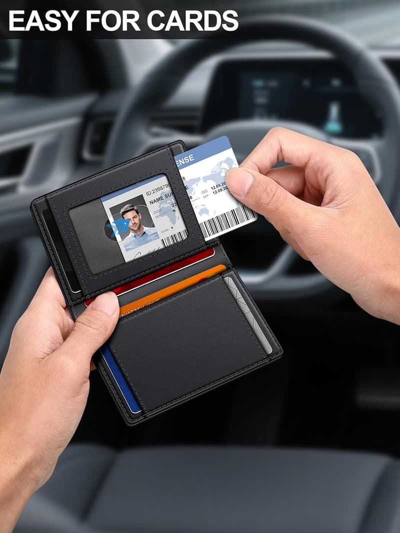 Slim RFID Blocking Leather Wallet for Men - Minimalist Design