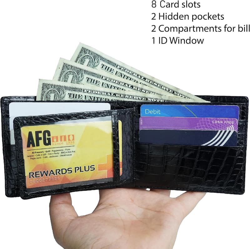 Handmade Croc Leather Wallet with RFID for Men - Birthday Gift